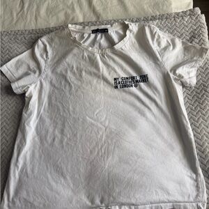 Zara White Short Sleeve Tee with Black Chest Print